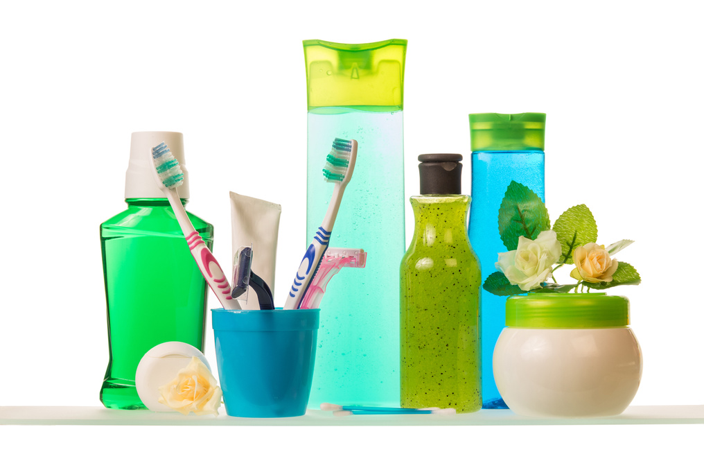 Hygiene tools on white